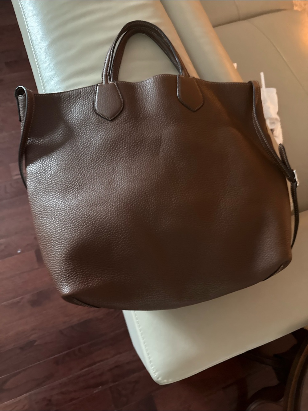Gucci Dark Brown Pebbled Leather Tote Bag